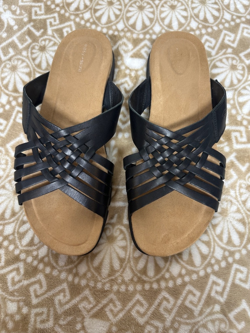 Easy Spirit Black Woven Slide Sandals